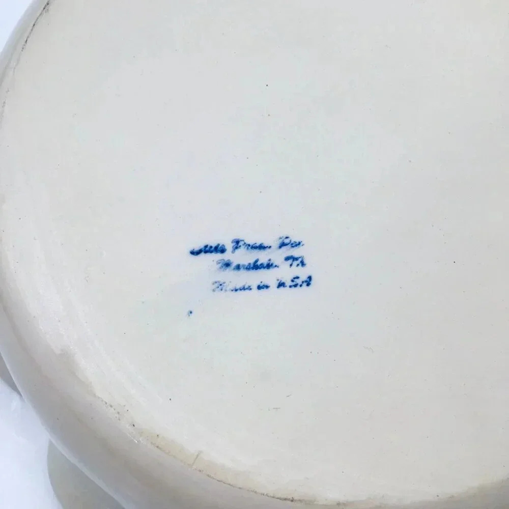 Vintage Abstract Studio Ceramic Ivy Holly Serving Bowl Artist Signed Green Red - Picture 15 of 15